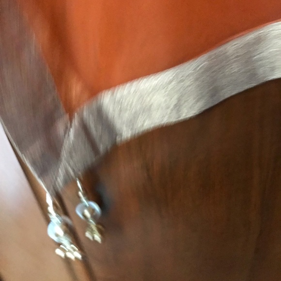 Sari Palace front beaded gown creme shawl pant - Picture 6 of 7